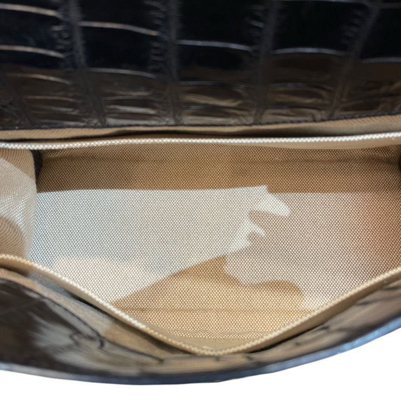 エルメス HERMES ケリー28 内縫い □G刻印 ブラック GD金具 クロコダイル ニロティカス マット レディース ハンドバッグ