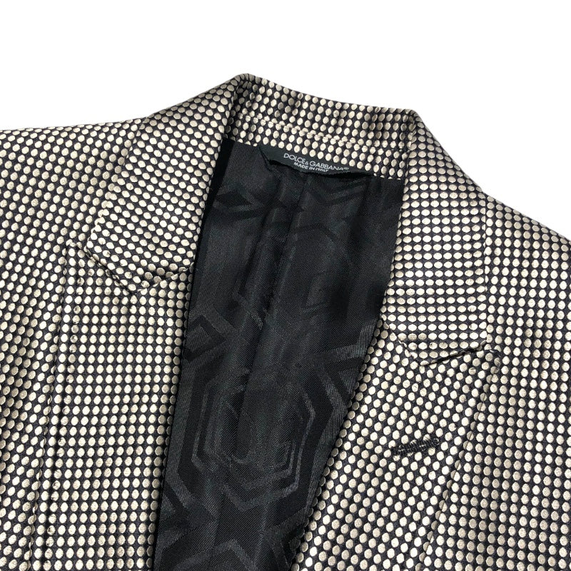 ドルチェ＆ガッバーナ Dolce & Gabbana MARTINI ドット柄テーラードジャケット G2742T シルバー シルク メンズ テーラードジャケット