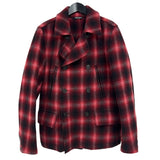 ドルチェ＆ガッバーナ Dolce & Gabbana チェック柄ピーコート G0365T レッド ウール メンズ ピーコート