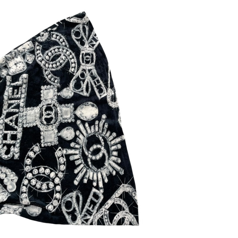 シャネル CHANEL 総柄ハーフジップ ベロアトップス P74548 ブラック ビスコース78% ポリアミド20％ エラスタン2% レディース その他トップス