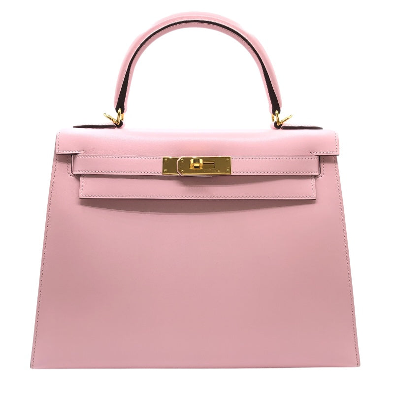エルメス HERMES ケリー28　外縫い A刻 ローズサクラ　GD金具 タデラクト レディース ショルダーバッグ