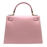 エルメス HERMES ケリー28　外縫い A刻 ローズサクラ　GD金具 タデラクト レディース ショルダーバッグ