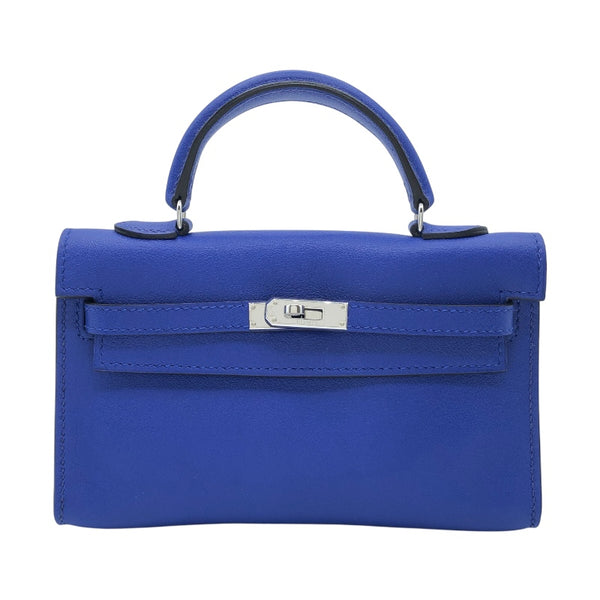エルメス HERMES タイニーケリー □O刻 ブルーエレクトリック　シルバー金具 スイフト レディース ショルダーバッグ