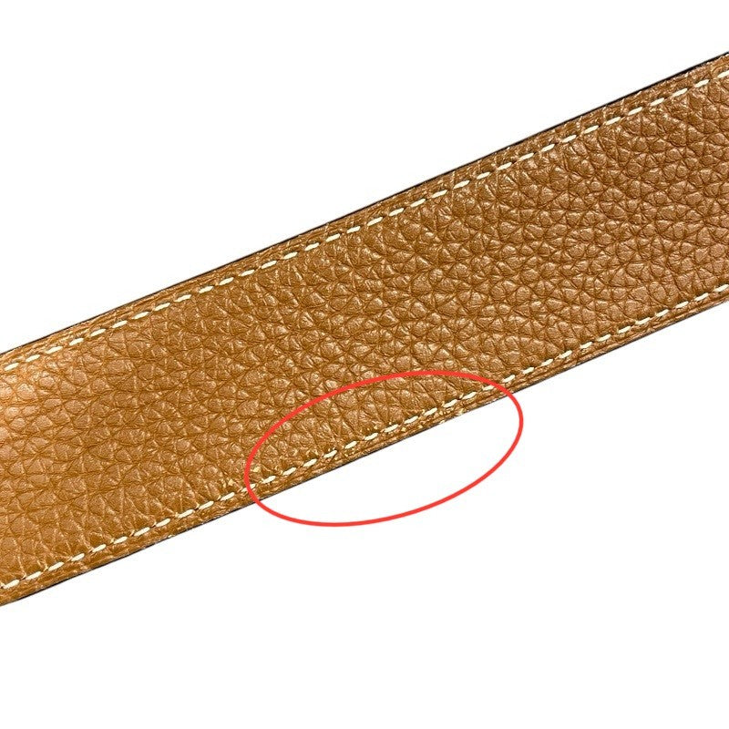 エルメス HERMES リバーシブルベルト 90cm A刻 ブラック×ゴールド シルバー金具 ボックスカーフ/トゴ ユニセックス ベルト