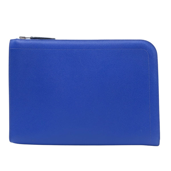 エルメス HERMES ジップタブレット D刻印(2019年製) ブルーエレクトリック シルバー金具 エプソン メンズ クラッチバッグ