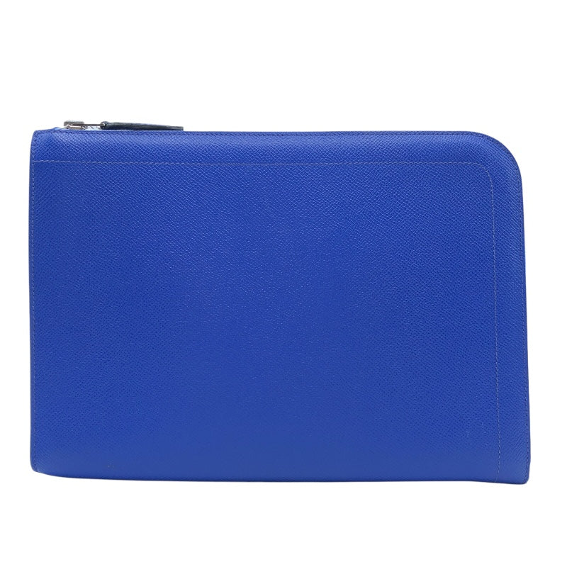 エルメス HERMES ジップタブレット D刻印(2019年製) ブルーエレクトリック シルバー金具 エプソン メンズ クラッチバッグ