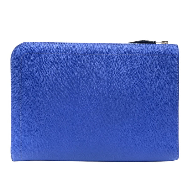 エルメス HERMES ジップタブレット D刻印(2019年製) ブルーエレクトリック シルバー金具 エプソン メンズ クラッチバッグ