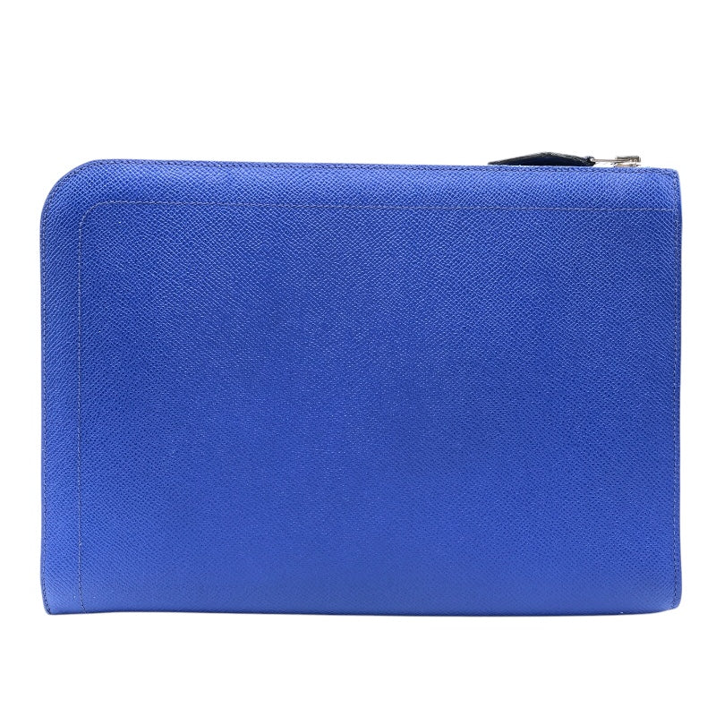 エルメス HERMES ジップタブレット D刻印(2019年製) ブルーエレクトリック シルバー金具 エプソン メンズ クラッチバッグ