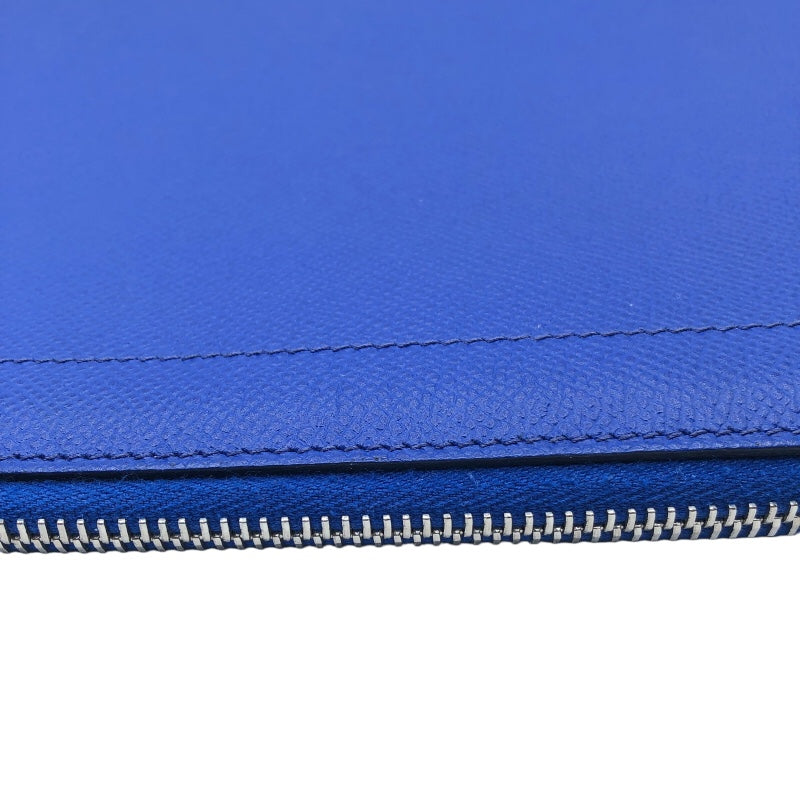 エルメス HERMES ジップタブレット D刻印(2019年製) ブルーエレクトリック シルバー金具 エプソン メンズ クラッチバッグ