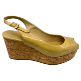 ジミーチュウ JIMMY CHOO コルクソールサンダル 35 イエロー パテントレザー レディース サンダル
