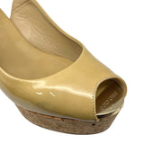 ジミーチュウ JIMMY CHOO コルクソールサンダル 35 イエロー パテントレザー レディース サンダル