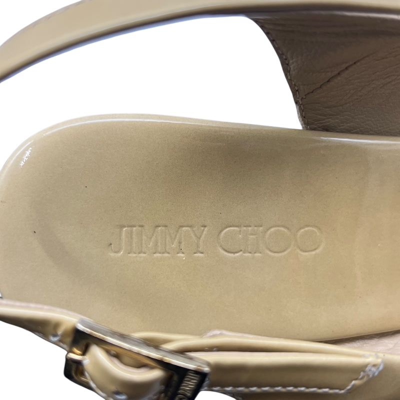ジミーチュウ JIMMY CHOO コルクソールサンダル 35 イエロー パテントレザー レディース サンダル