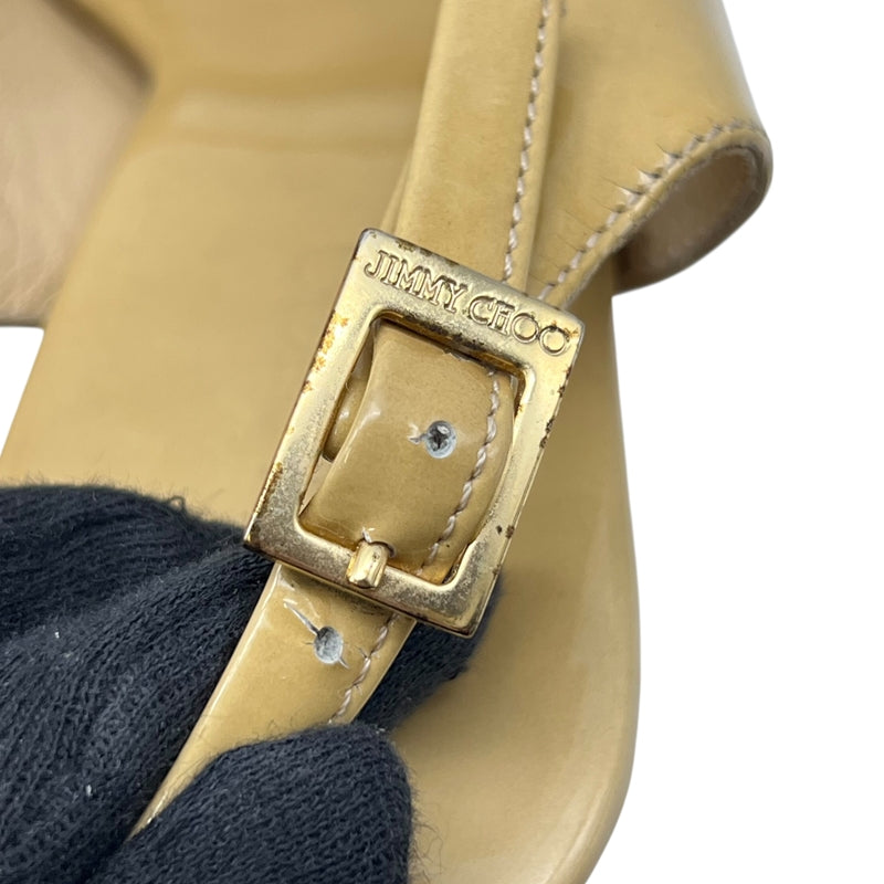 ジミーチュウ JIMMY CHOO コルクソールサンダル 35 イエロー パテントレザー レディース サンダル