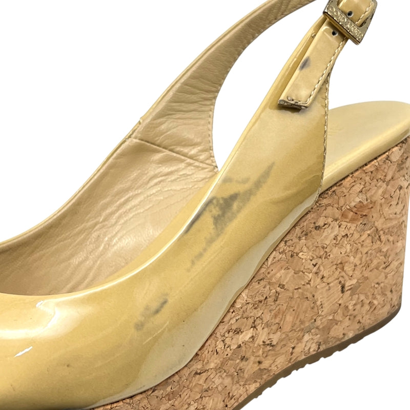 ジミーチュウ JIMMY CHOO コルクソールサンダル 35 イエロー パテントレザー レディース サンダル