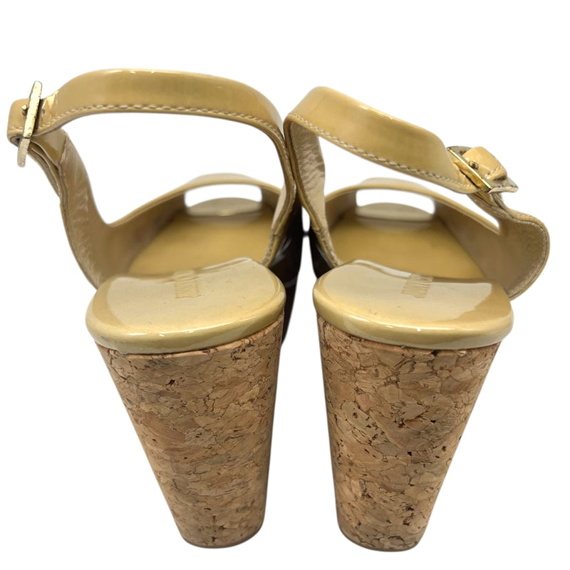 ジミーチュウ JIMMY CHOO コルクソールサンダル 35 イエロー パテントレザー レディース サンダル