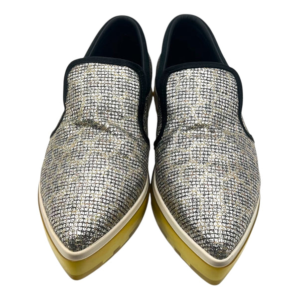 ジミーチュウ JIMMY CHOO グリッタースリッポン シルバー×イエロー 38 グリッター レディース スリッポン