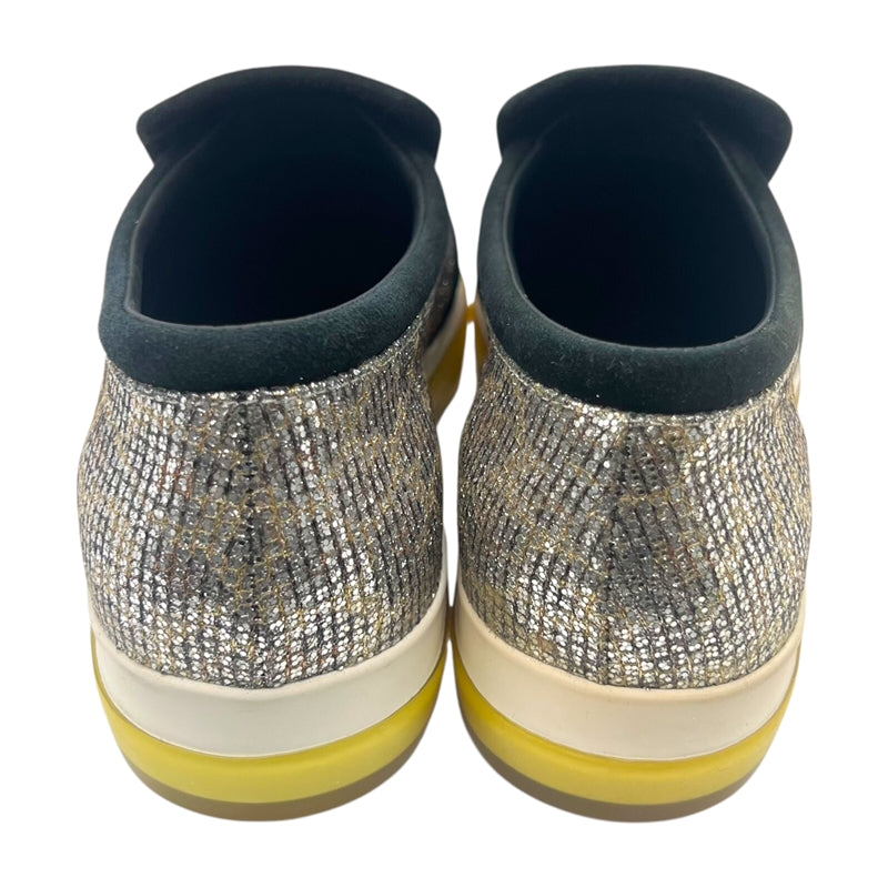 ジミーチュウ JIMMY CHOO グリッタースリッポン シルバー×イエロー 38 グリッター レディース スリッポン