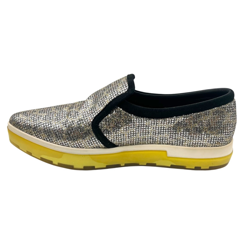ジミーチュウ JIMMY CHOO グリッタースリッポン シルバー×イエロー 38 グリッター レディース スリッポン
