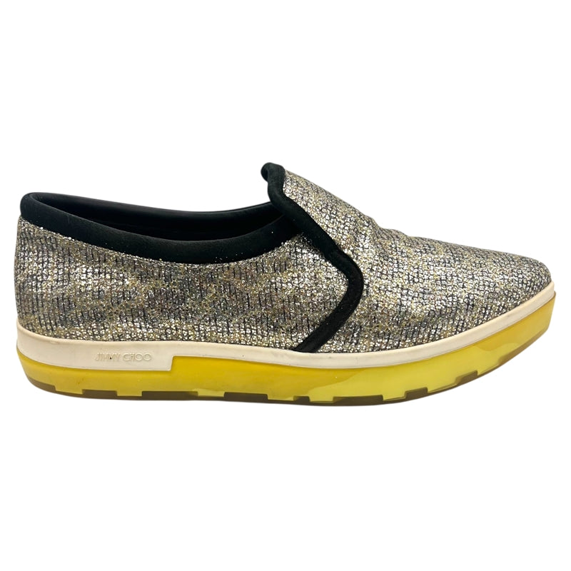 ジミーチュウ JIMMY CHOO グリッタースリッポン シルバー×イエロー 38 グリッター レディース スリッポン