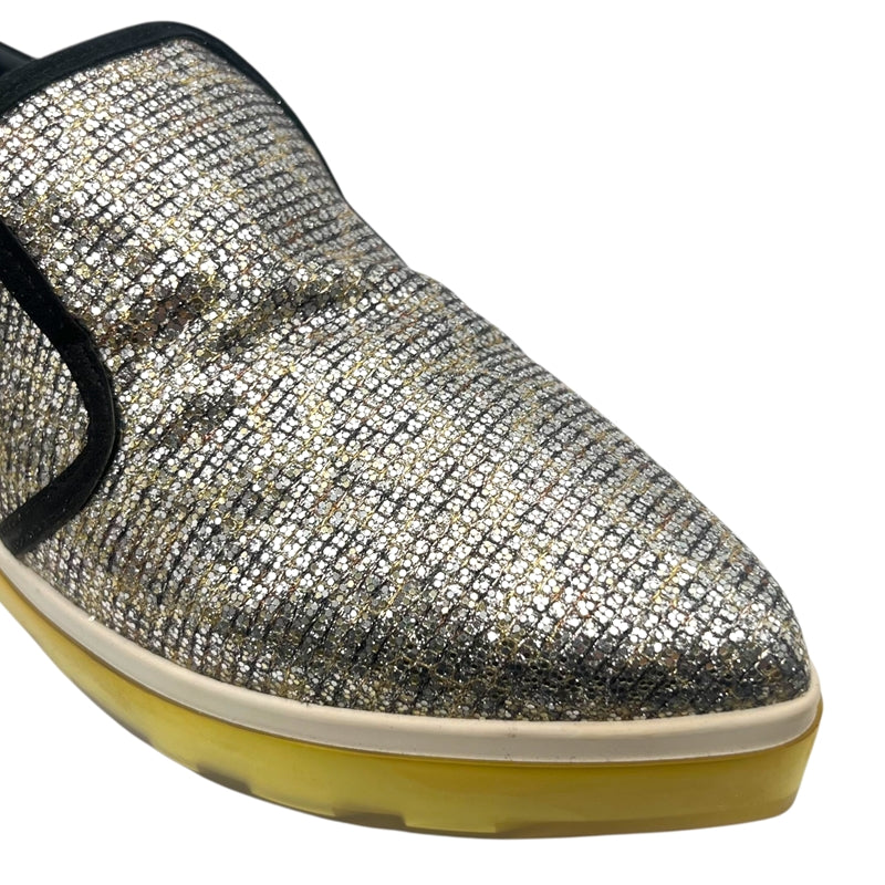 ジミーチュウ JIMMY CHOO グリッタースリッポン シルバー×イエロー 38 グリッター レディース スリッポン