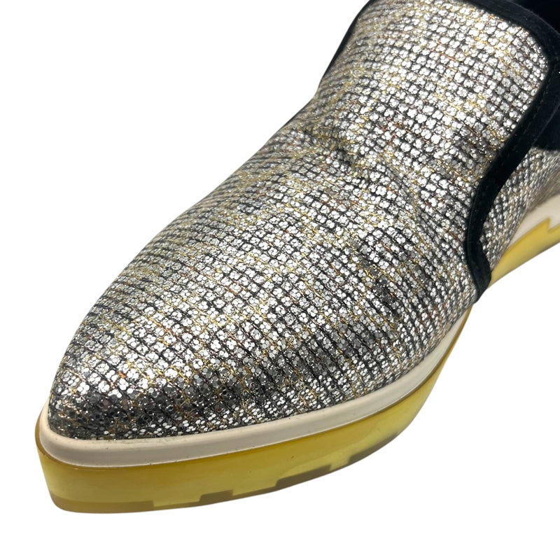 ジミーチュウ JIMMY CHOO グリッタースリッポン シルバー×イエロー 38 グリッター レディース スリッポン