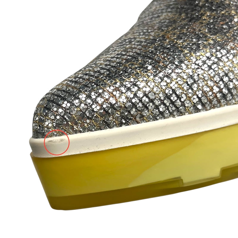ジミーチュウ JIMMY CHOO グリッタースリッポン シルバー×イエロー 38 グリッター レディース スリッポン