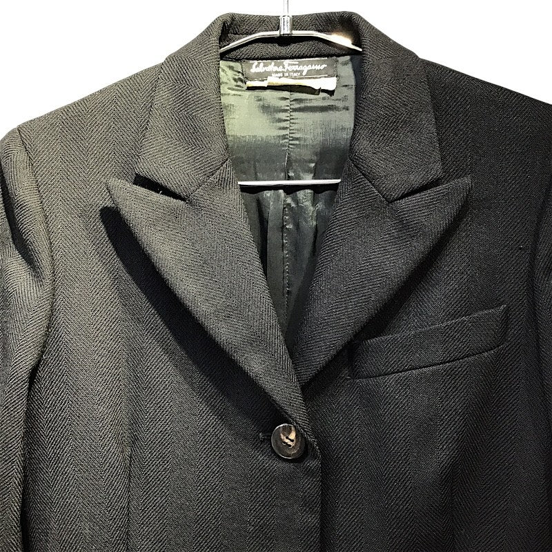 サルヴァトーレ・フェラガモ Salvatore Ferragamo テーラードジャケット 38 AW/F ブラック ウール レディース テーラードジャケット