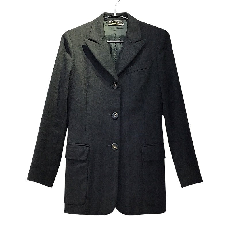 サルヴァトーレ・フェラガモ Salvatore Ferragamo テーラードジャケット 38 AW/F ブラック ウール レディース テーラードジャケット