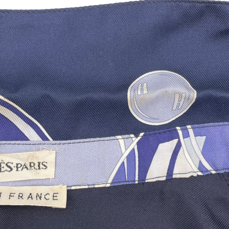 エルメス HERMES 総柄シルクブラウス パープル シルク レディース 長袖シャツ