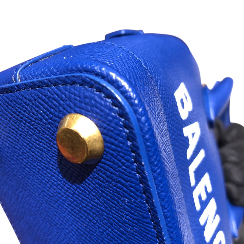 バレンシアガ BALENCIAGA ヴィルXXS 525050 0OT0M ブルー・ゴールド金具 レザー レディース ハンドバッグ