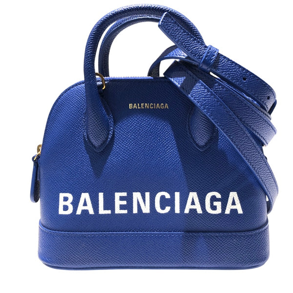 バレンシアガ BALENCIAGA ヴィルXXS 525050 0OT0M ブルー・ゴールド金具 レザー レディース ハンドバッグ