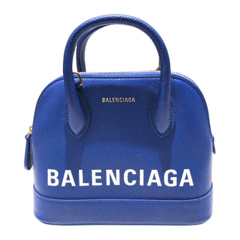 バレンシアガ BALENCIAGA ヴィルXXS 525050 0OT0M ブルー・ゴールド金具 レザー レディース ハンドバッグ