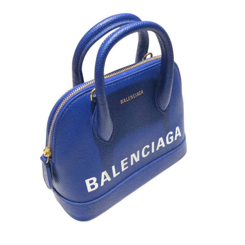 バレンシアガ BALENCIAGA ヴィルXXS 525050 0OT0M ブルー・ゴールド金具 レザー レディース ハンドバッグ