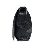 ボッテガ・ヴェネタ BOTTEGA VENETA イントレチャートショルダーバッグ ブラック レザー・ハラコ メンズ ショルダーバッグ
