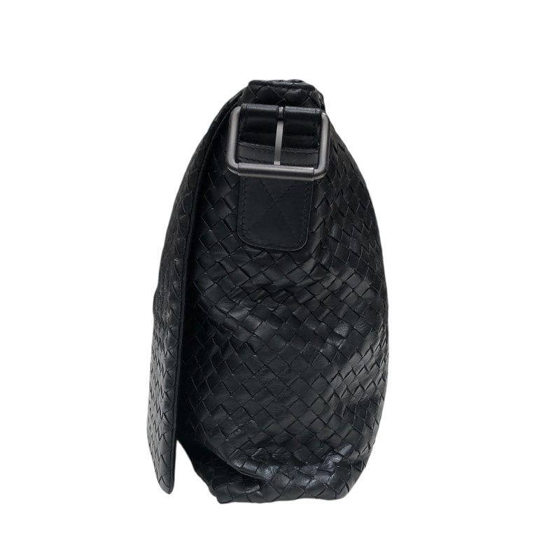 ボッテガ・ヴェネタ BOTTEGA VENETA イントレチャートショルダーバッグ ブラック レザー・ハラコ メンズ ショルダーバッグ