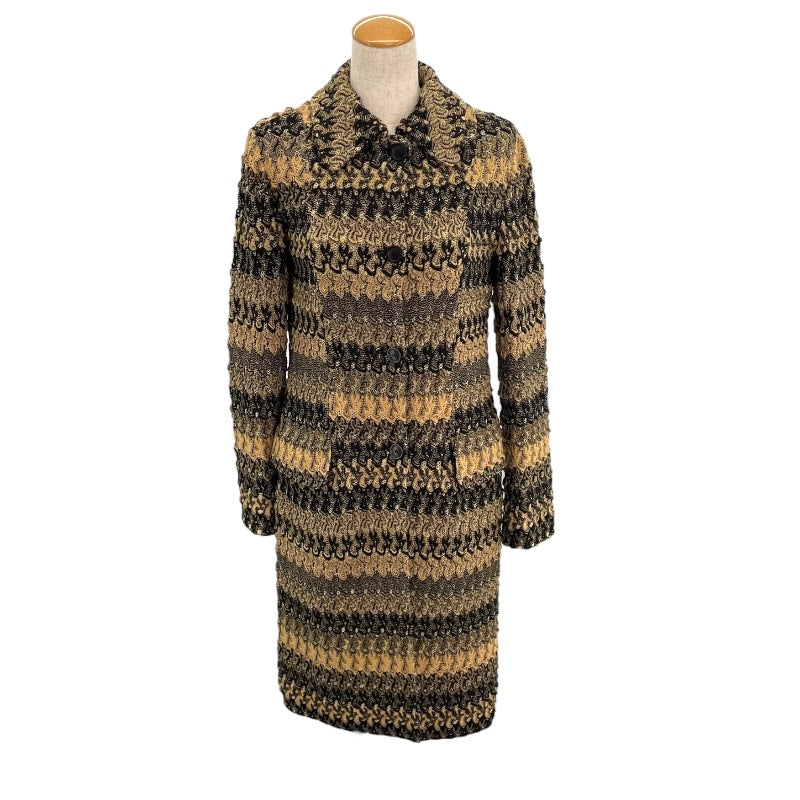 ミッソーニ MISSONI 総柄ニットコート ベージュ コットン レディース その他アウター