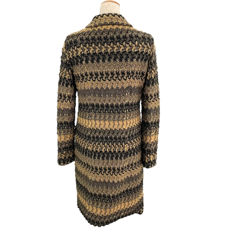 80r90s missoni sport 総柄ウールハーフコート ミッソーニ MISSONI 総柄ニットコート ベージュ コットン