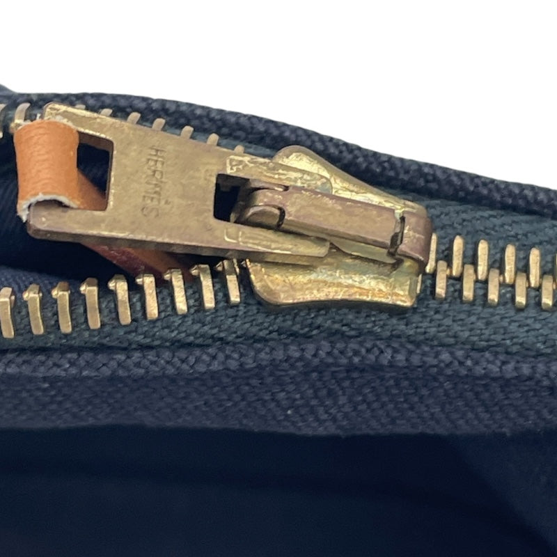 エルメス HERMES ボリードポーチTGM ネイビー SV金具 キャンバス/レザー ユニセックス その他小物