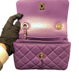 シャネル CHANEL トレンディCCトップハンドルミニバック AS4654 パープル・ゴールド金具 ラム レディース ハンドバッグ