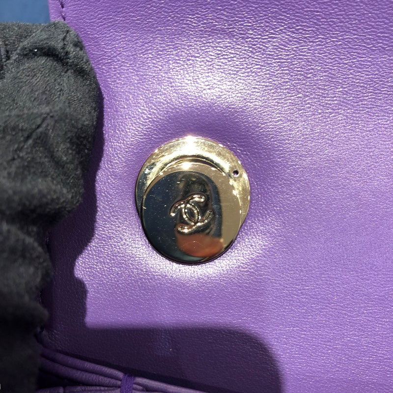 シャネル CHANEL トレンディCCトップハンドルミニバック AS4654 パープル・ゴールド金具 ラム レディース ハンドバッグ