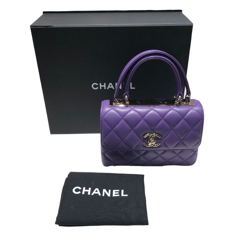 シャネル CHANEL トレンディCCトップハンドルミニバック AS4654 パープル・ゴールド金具 ラム レディース ハンドバッグ