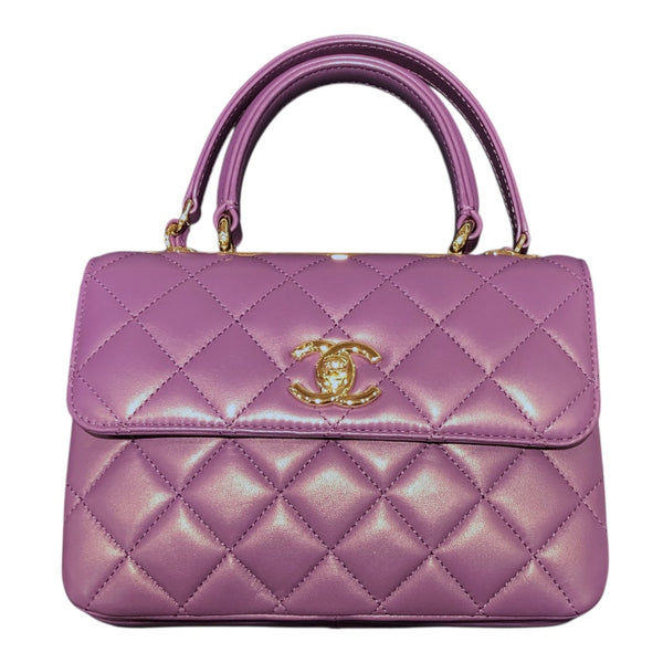 シャネル CHANEL トレンディCCトップハンドルミニバック AS4654 パープル・ゴールド金具 ラム レディース ハンドバッグ