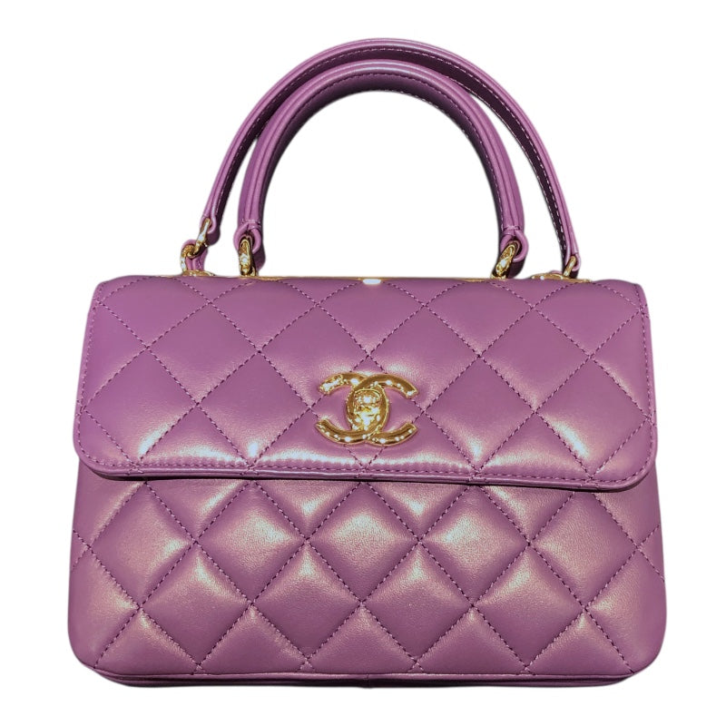 シャネル CHANEL トレンディCCトップハンドルミニバック AS4654 パープル・ゴールド金具 ラム レディース ハンドバッグ