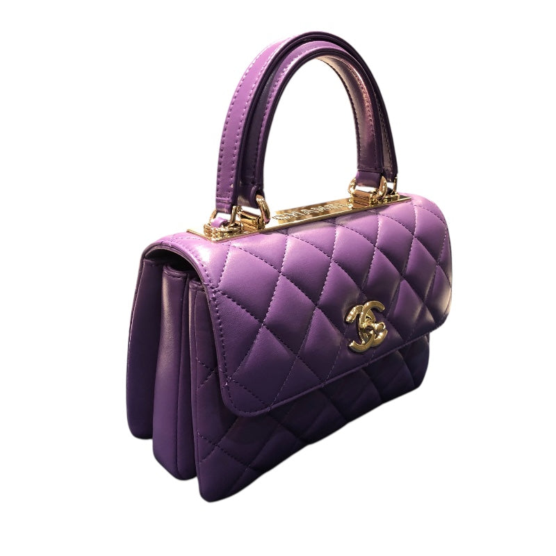 シャネル CHANEL トレンディCCトップハンドルミニバック AS4654 パープル・ゴールド金具 ラム レディース ハンドバッグ