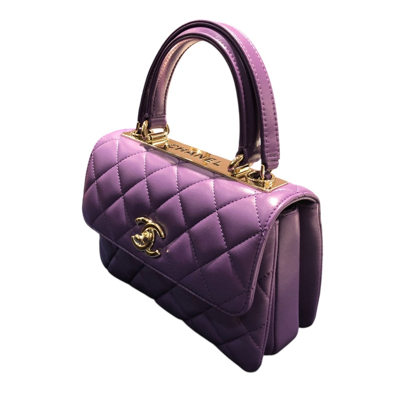 シャネル CHANEL トレンディCCトップハンドルミニバック AS4654 パープル・ゴールド金具 ラム レディース ハンドバッグ