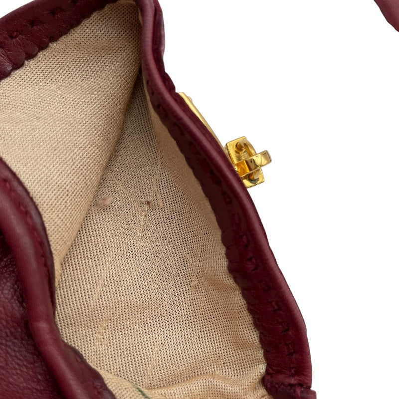 エルメス HERMES カデナチャームグローブ ボルドー レザー レディース 手袋