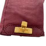 エルメス HERMES カデナチャームグローブ ボルドー レザー レディース 手袋