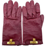 エルメス HERMES カデナチャームグローブ ボルドー レザー レディース 手袋