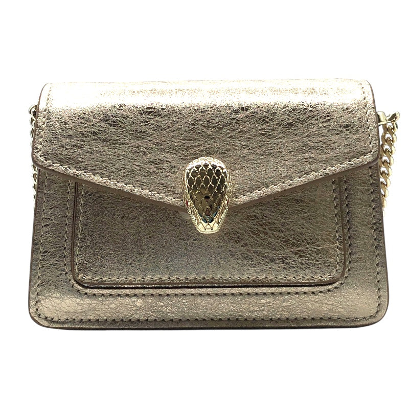 ブルガリ BVLGARI セルペンティフォーエバーマイクロバック 293455 ゴールド・ゴールド金具 レザー レザー レディース ショルダーバッグ