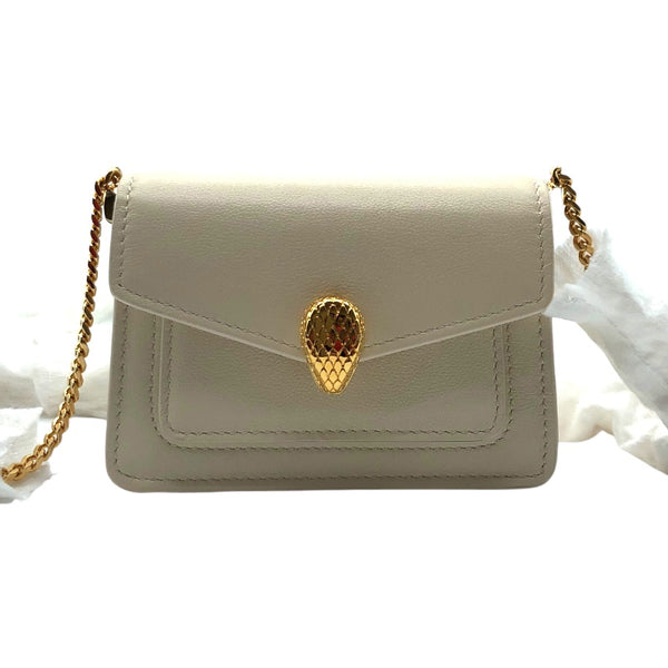 ブルガリ BVLGARI セルペンティフォーエバーマイクロバック 291764 ベージュ・ゴールド金具 レザー レザー レディース ショルダーバッグ